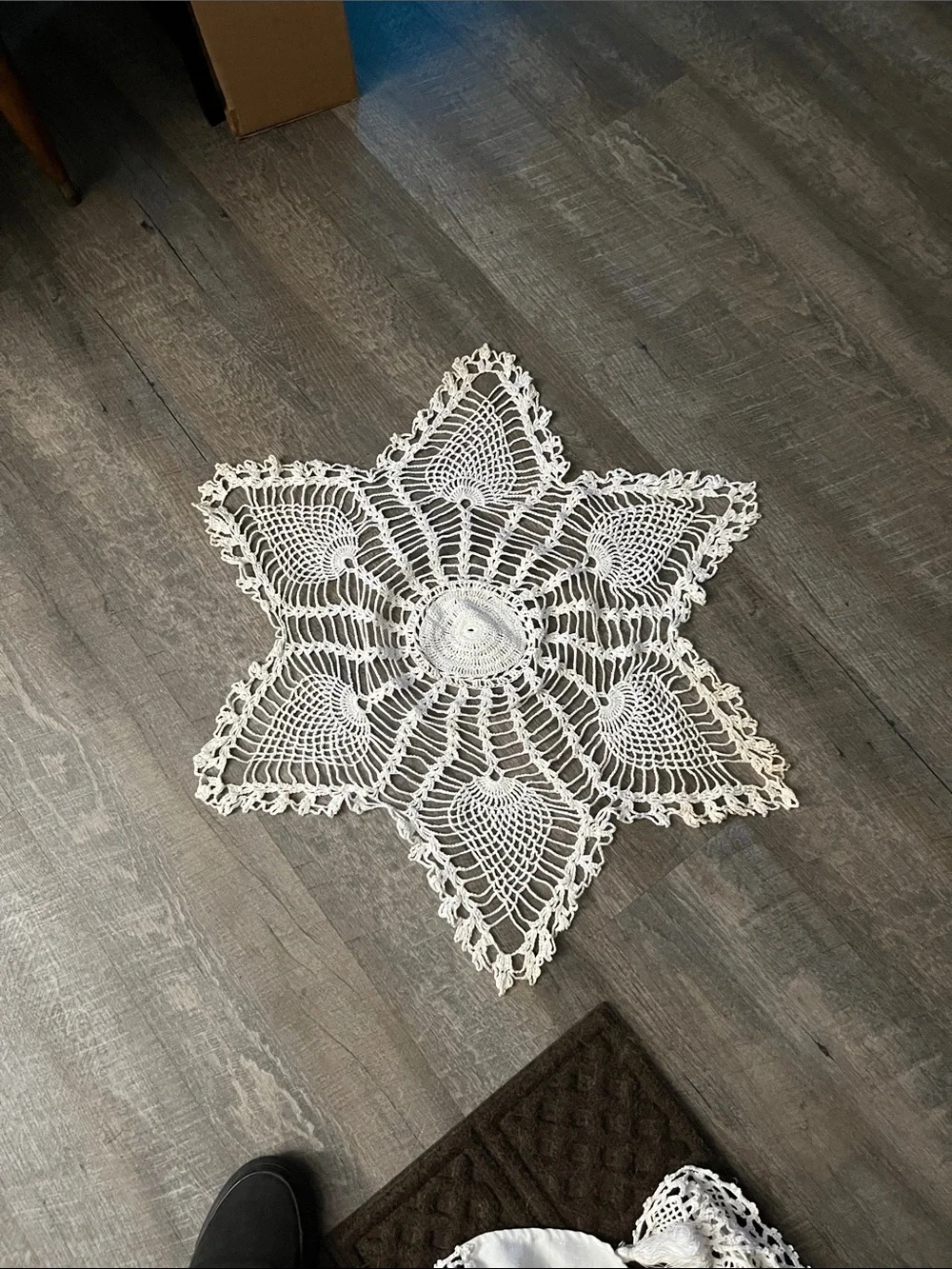 Handmade White Crochet Star Doily - Decorative Furniture Cover